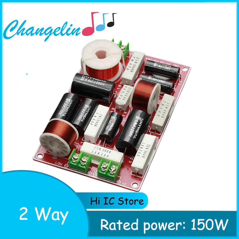 1Pcs 2 Way Hi-Fi Audio Treble + Bass Crossover Speaker Frequency Divider Stereo Crossover Filters