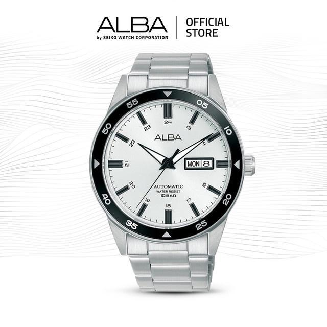 PROMO BESAR Alba Mechanical Jam Tangan Pria AL4599 / AL4599X1 Automatic White Black Dial Stainless