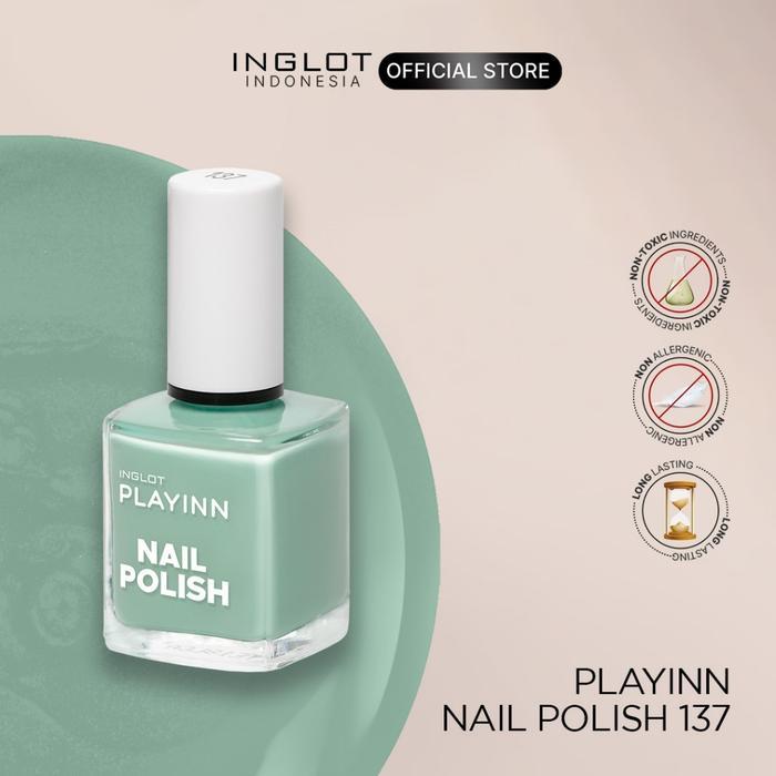 INGLOT PLAYINN 137 Mint Green Kutek Nail Polish Non-toxic, 15 ml