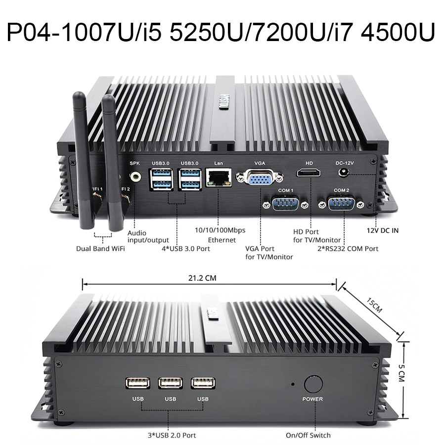 . Core I5 7200U I7 8550U 6*Rs232/485 Com Industrial Computer Windows -