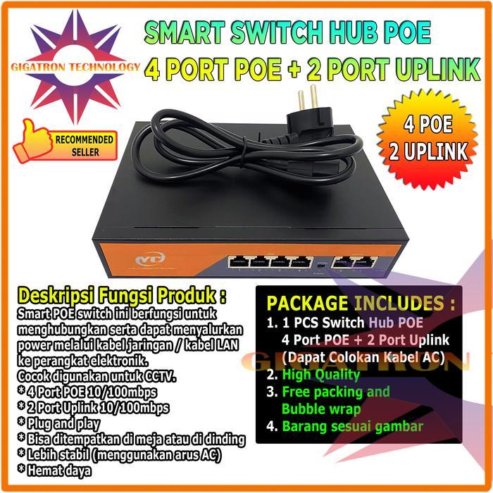 Switch Hub Poe 4 Port + 2 Uplink / Poe Switch Hub Poe 4+2 Port / Poe Switch 4 Port / Poe Switch 4