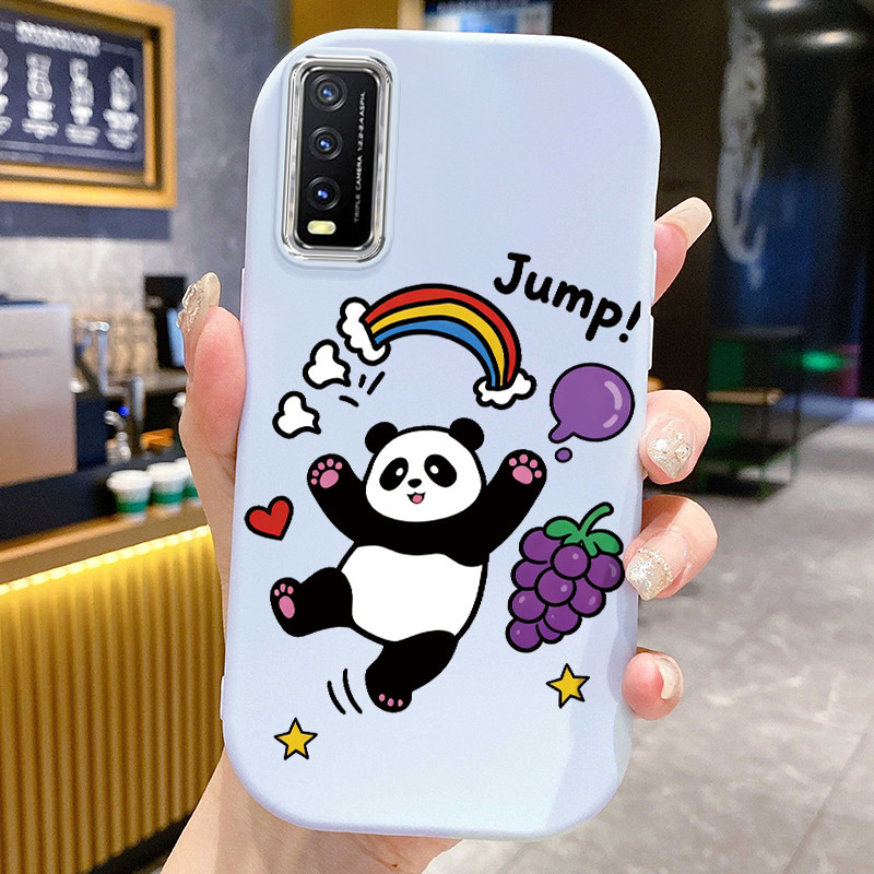 Casing Hp Untuk VIVO Y20 Y20i Y20s Y20T Y12s Y12a Case Casing Pelangi Panda pola Kerang gemuk ponsel