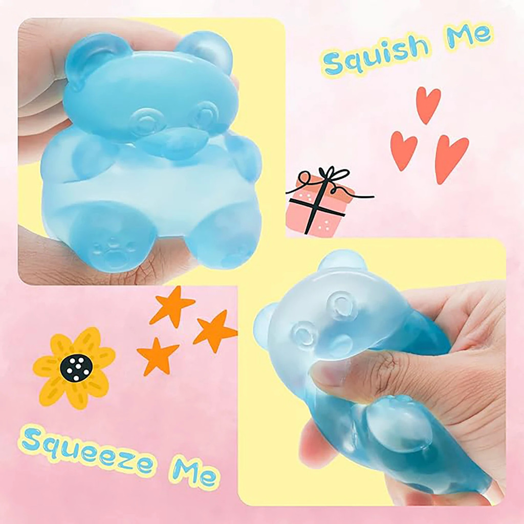 Stress Bear Squishy Ball Gummy Bear Toy Stress Relief Anxiety Sensory Tool for Focus ADHD & Calming