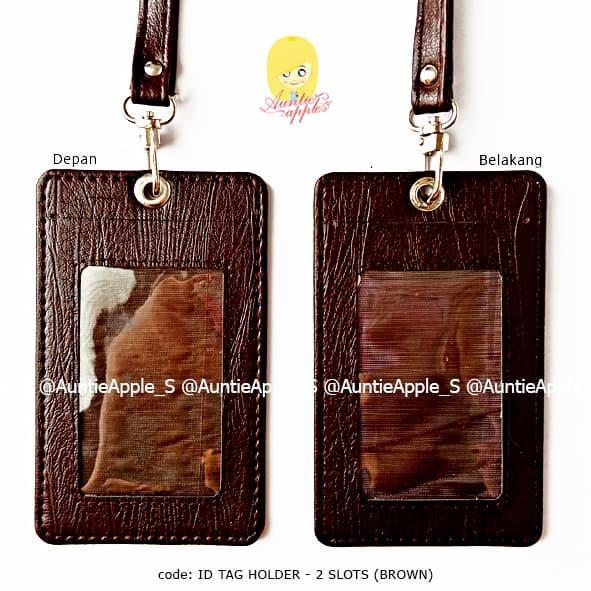NEW - ID TAG HOLDER 2 KARTU/NAME TAG/ID CARD HOLDER LEATHER/TEMPAT ID CARD