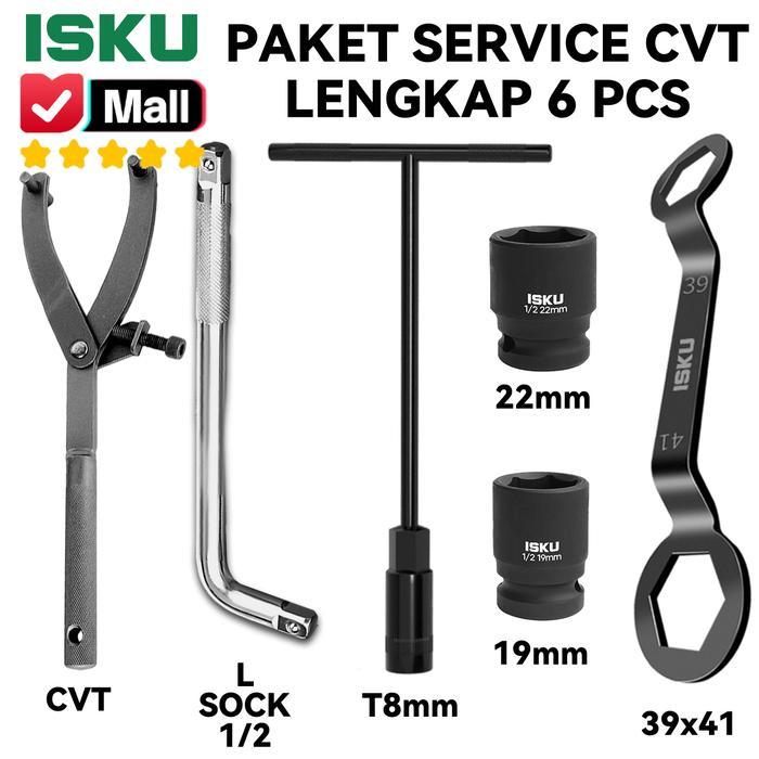 TERLARIS ISKU Paket Alat Service CVT Motor Matic 6 In 1 Set Komplit Treker Tipe Y Kunci Kopling