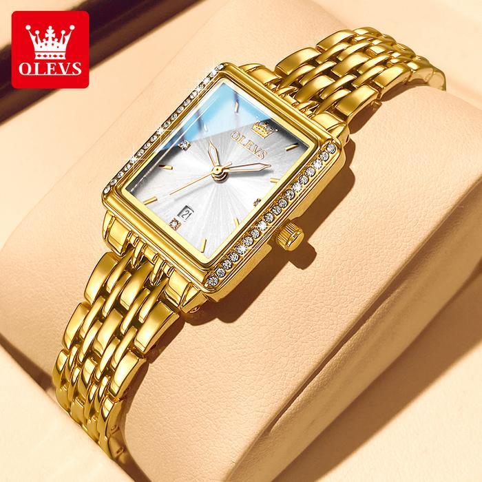 OLVES Jam Tangan Wanita Original Anti Air Tahan Air Kecil Korea Style Putih Gold Hitam Stainless