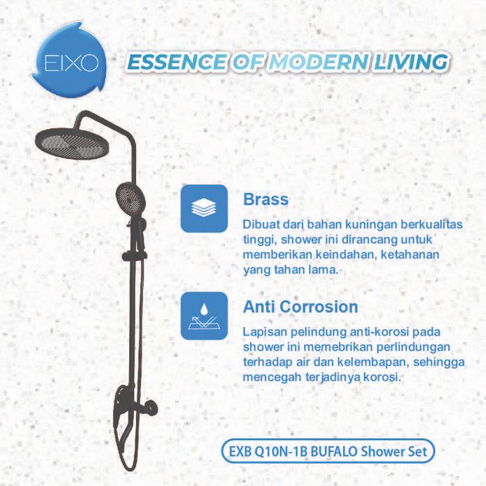Set Shower Tiang Kamar Mandi Hitam Minimalis Eixo Bufalo Q10N-1B / Q10N-2B Panas Dingin
