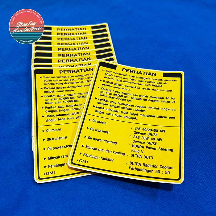 Ready STICKER KAP MESIN ORIGINAL HONDA CIVIC GENIO ESTILO CIVIC NOUVA DLL