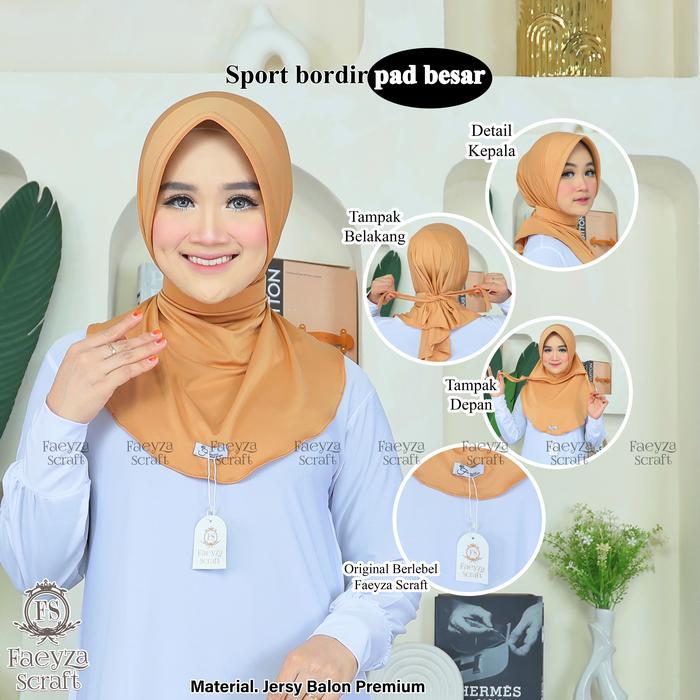 Faeyza Scraft - Hijab Sport Polwan Tali Leher Hijab Dinas Instan Kerudung Olahraga Sport Hijab