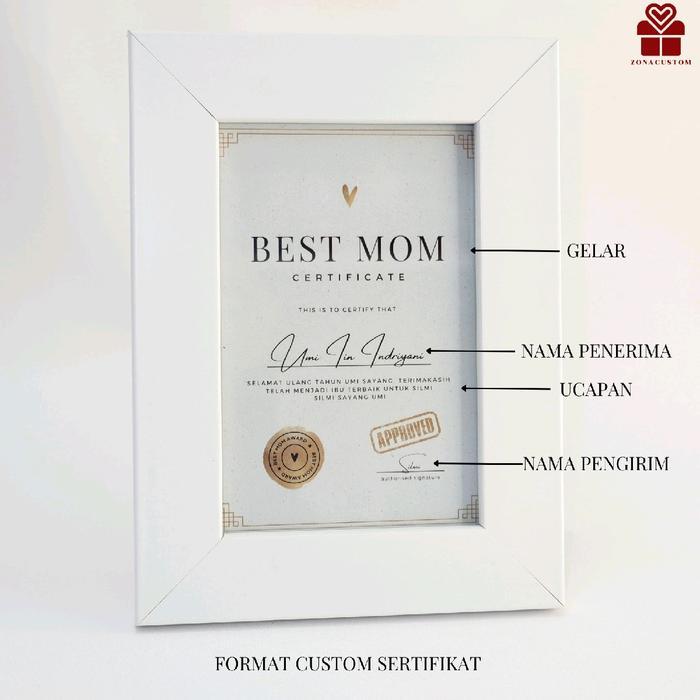 Younger_Shop Hampers Sertifikat Ibu Custom Gift Hari Ibu Best Mom Free Figura Untuk Kado Set Hadiah
