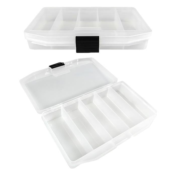KOTAK PLASTIK 5 SEKAT TRANSPARAN CASE BOX UMPAN KAIL ALAT PANCING PENYIMPANAN SERBAGUNA