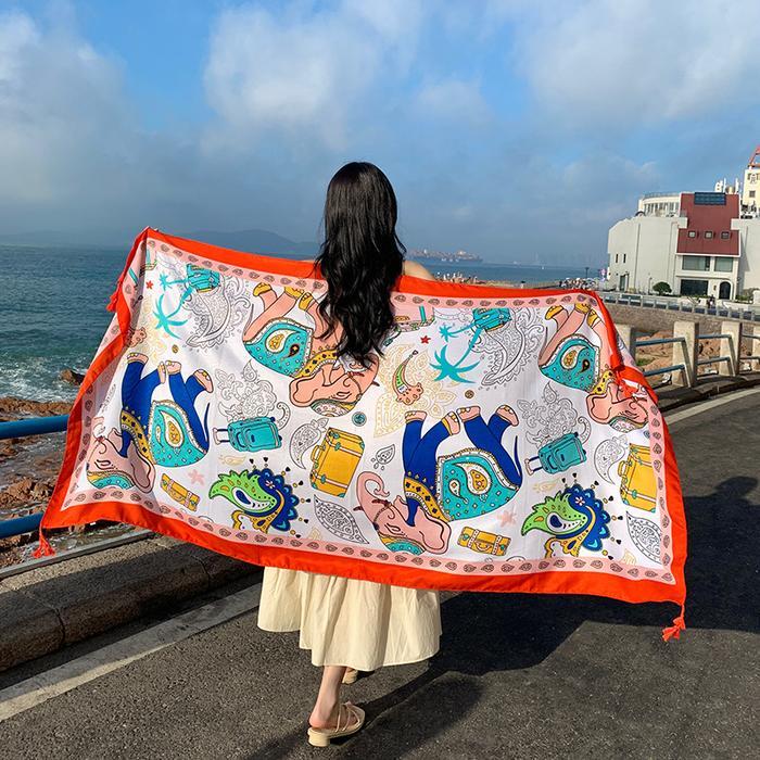 Terbaru Syal Motif Lebar / Scarf Cewek Unik / Hampers Natal Lebaran / Pashmina Motif Gajah Best