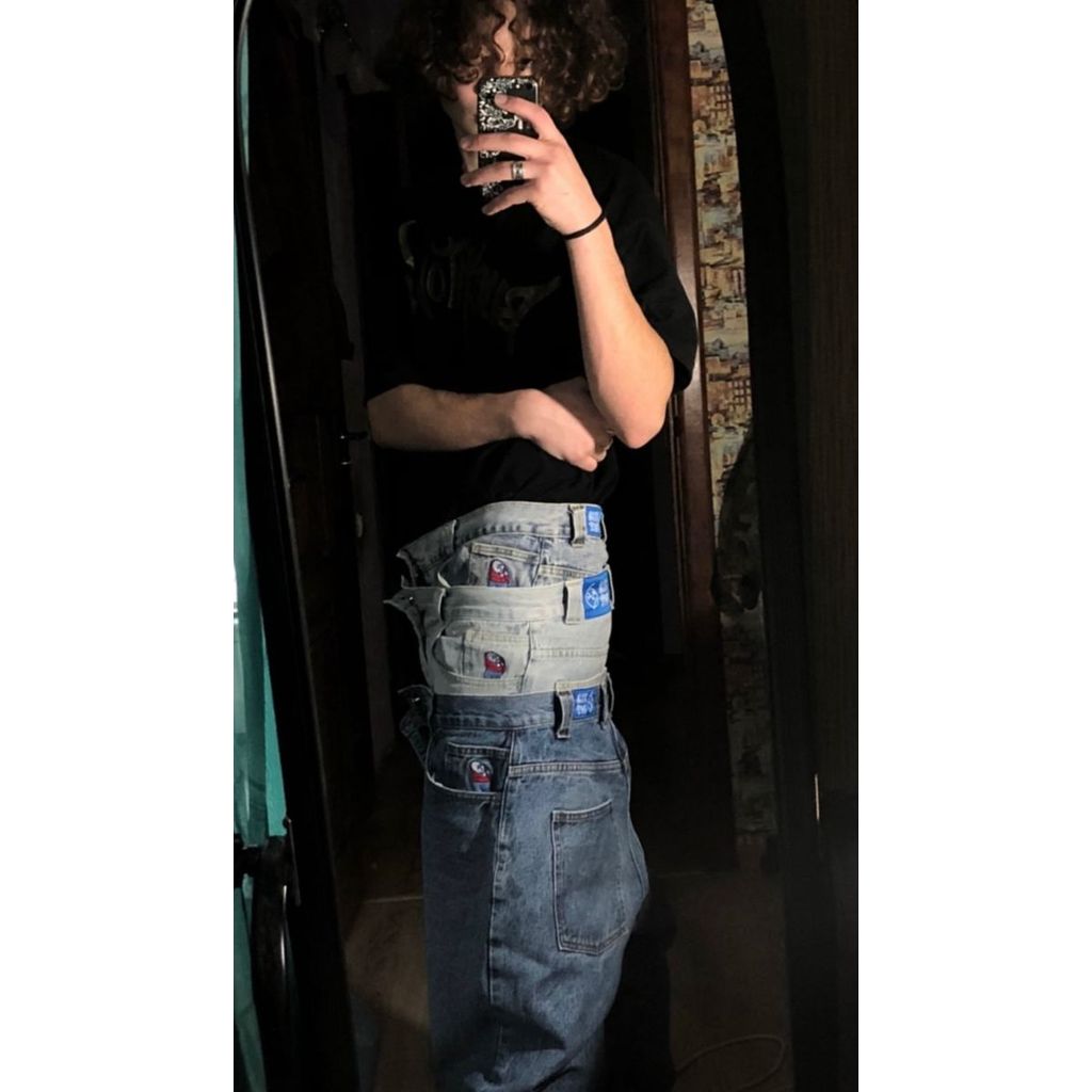 Polar Big Boy Jeans Retro Blue Cartoon Streetwear Embroidery Y2k Pants Baggy Jeans Mens Womens Hip