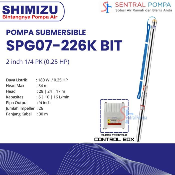 Shimizu Pompa Submersible 1/4 HP 2 Inch SPG07- 226K BIT + kabel 30m