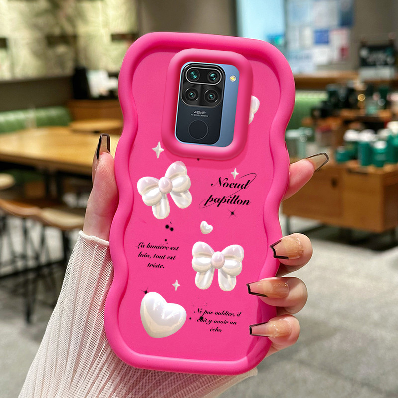 Casing Hp Untuk Xiaomi Redmi Note 9 Pro Note 9s Case Mewah Style Bow Putih Mutiara Cesing Polos Kasi