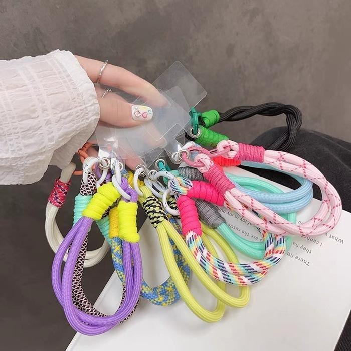 Tali HP String Gantungan Tali Pergelangan Tangan Dikepang Rantai Ponsel Antihilang Casing HP Warna