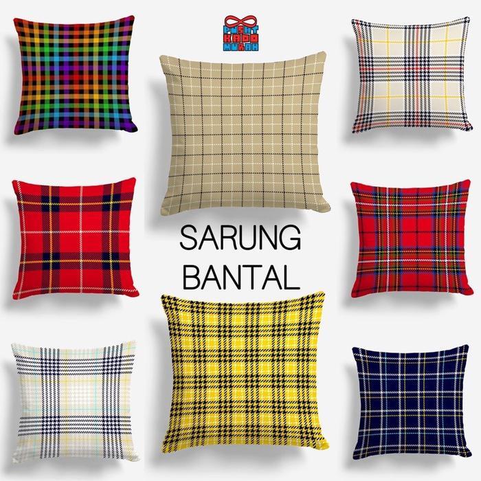COVER SARUNG Bantal Sofa Motif Tartan Kotak Kotak 40x40cm