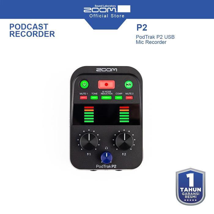 Zoom PodTrak P2 USB Mic Recorder Podcast Recorder