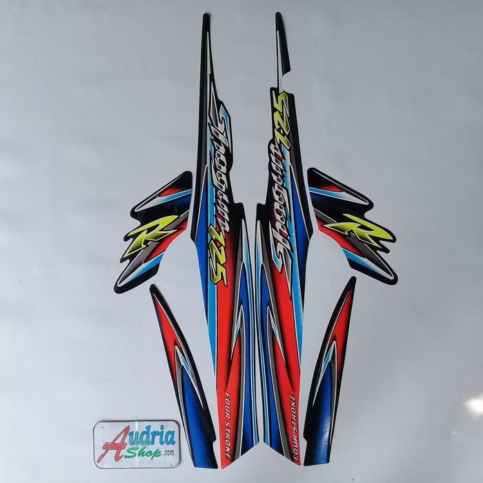 Striping Stiker Motor Suzuki Shogun R 125 2004 Full Hitam-Ungu