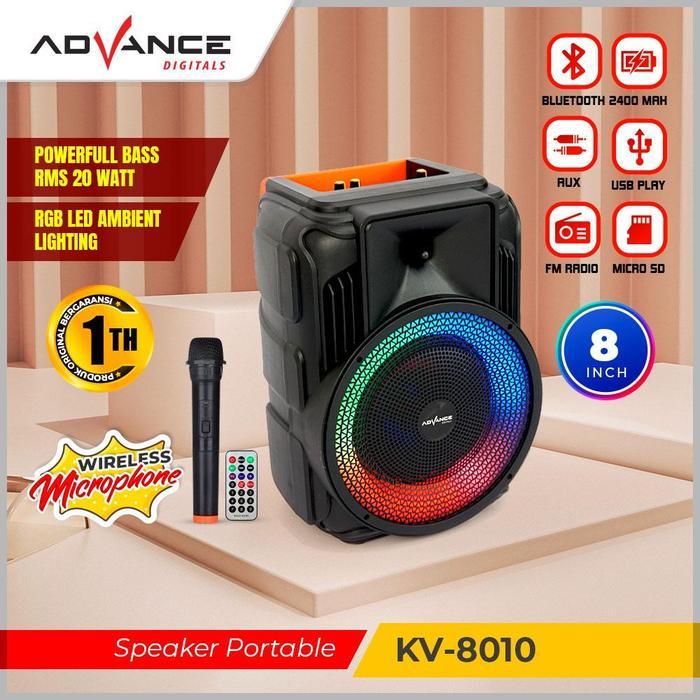 Advance Speaker Meeting Bluetooth KV 8010 8" inch Free Mic Wireless