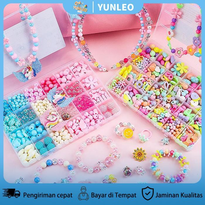 YUNLEOToys Edukasi Kreatifitas Anak Diy Gelang Manik-Manik Mainan Kalung Cincin Manik2 Anak *
