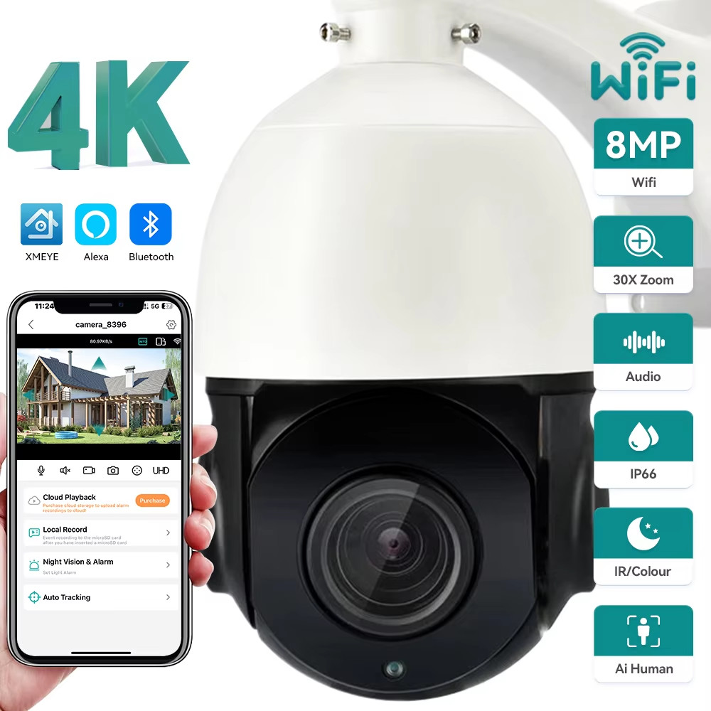 4K 8MP POE 30xZoom PTZ IP AI 100 XMeye