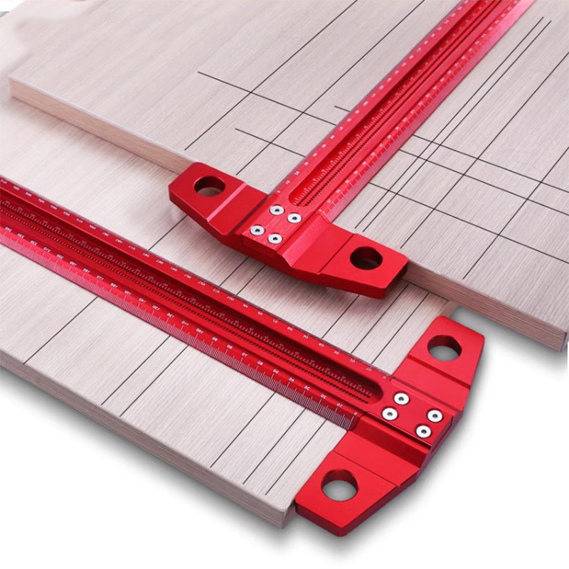 Precision Marking T-Ruler Aluminum Woodworking Scribe Marking Gauge 60-600mm Crossed-out Hole