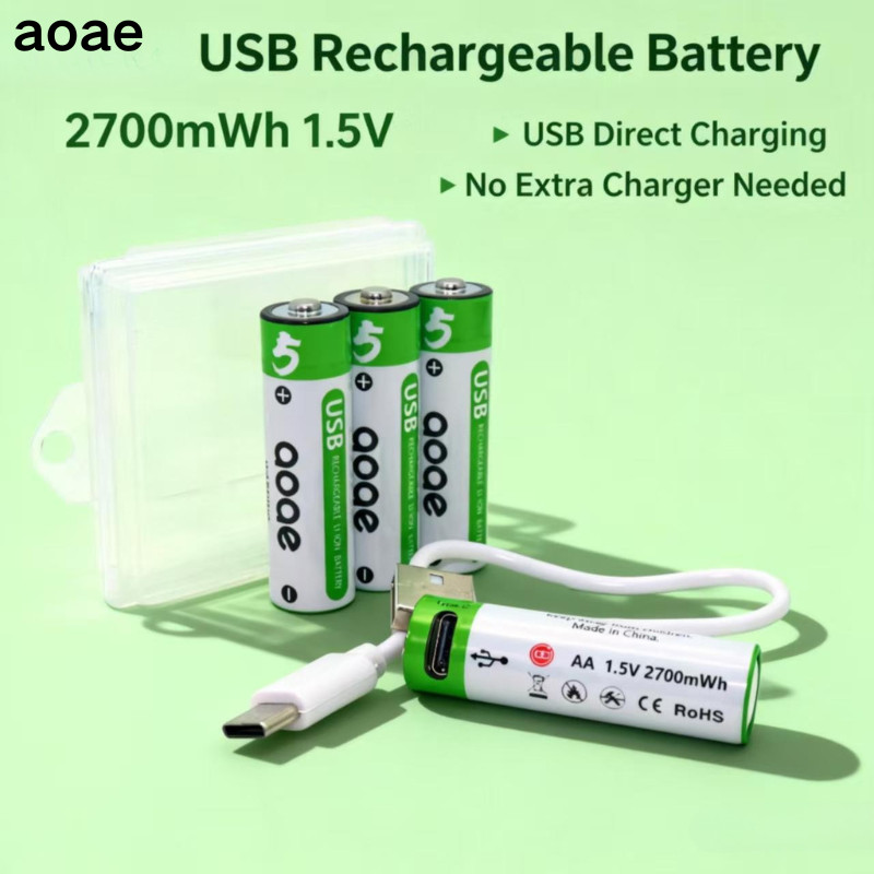 AA Rechargeable Batteries USB Lithium-ion 2700mWh 1.5V AA Rechargeable Batteries+2700mWh 1.5V AA