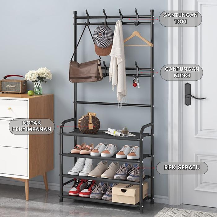 Stand Hanger Gantung Baju Tas Topi Rak Sepatu Modern / Gantungan Susun Serbaguna Kerudung Jilbab
