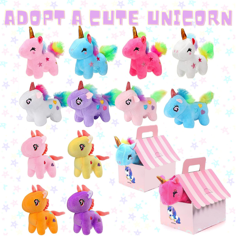 12/24/36Set Unicorn Party Favors Stuffed Animal Adopt Me Unicorn Plush Keychain Birthday Gifts with