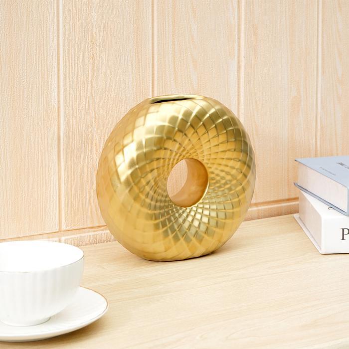 Informa Vas Keramik Donatela - Gold Pot Bunga Pajangan Rumah Dekorasi Ruangan Tempat Bunga