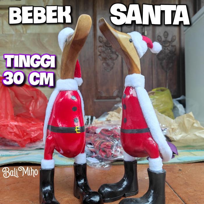 PATUNG BEBEK KAYU/BEBEK SANTA/BEBEK SANTA CLAUS/BEBEK NATAL/CHRISTMAS