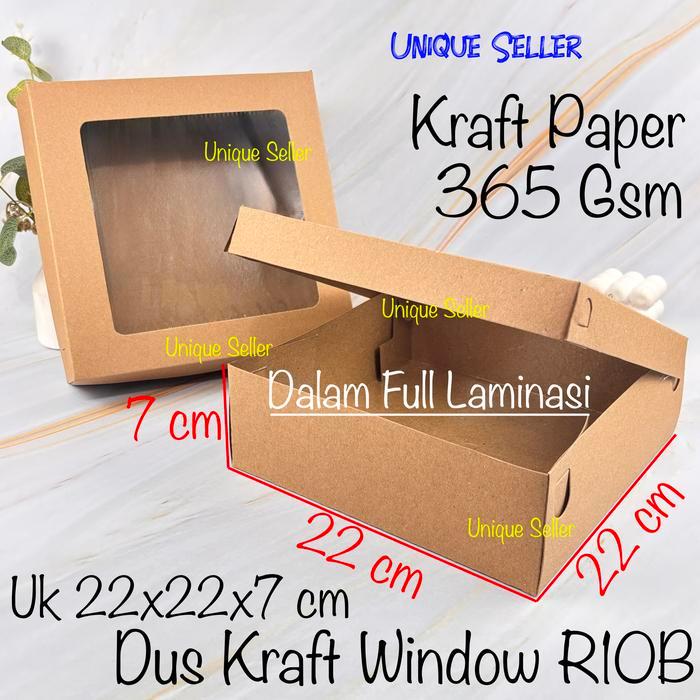 Dus Box Kotak Nasi R10b KRAFT 22x22x7 Window Full Laminasi/Dus Hampers