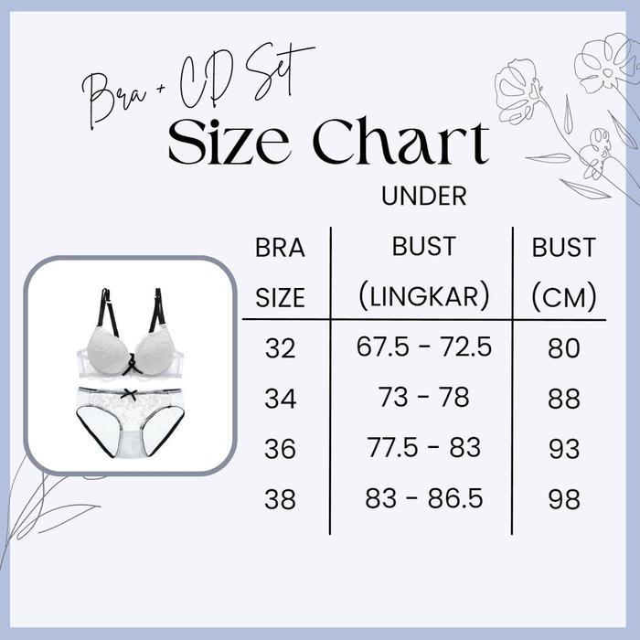 Bra Set / BH + Celana Dalam Wanita Sexy Elegant Renda Bunga Lingerie Busa Bisa Dilepas Kawat Setelan