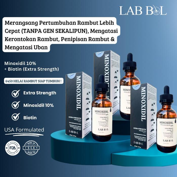 Paket Hemat 10% Penumbuh Rambut Brewok Alis Kebotakan Original Minoxidil Biotin Labbol