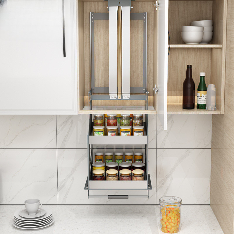 . Hanging Cabinet Lifting Basket Pull-Down Vertical Elevator Kitchen -