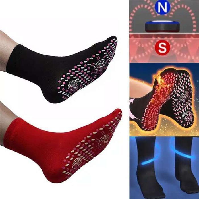 KAOS KAKI PENGHANGAT KAKI THERAPY-MERAH HITAM