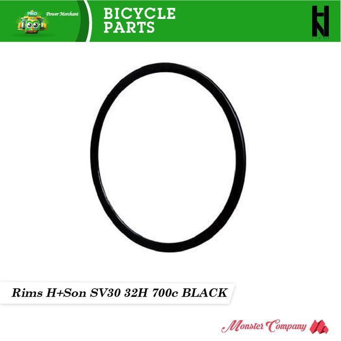 2 RIMS + 64 Spoke H+Son SV30 32H 700c Black H PLUS SON HPLUSSON