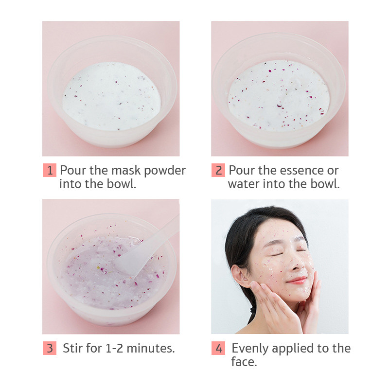 ENVISHA Facial Mask Powder Skin Care Hyaluronic Acid Rose Chamomile Jasmine Moisturizing Whitening