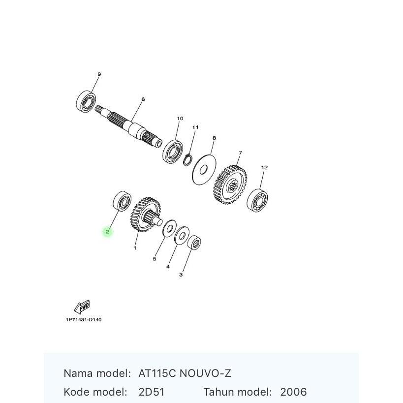 FREE ONGKIR BEARING GIR RASIO DEPAN (NO 2) MIO SPORTY,NOUVO Z,XEON RC 93306-301YS BISA COD