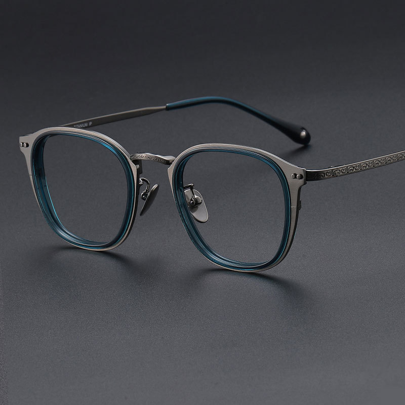 CCspace High Quality Man Glasses Frames Square Titanium Eyeglass Frames Vintage Glasses Men