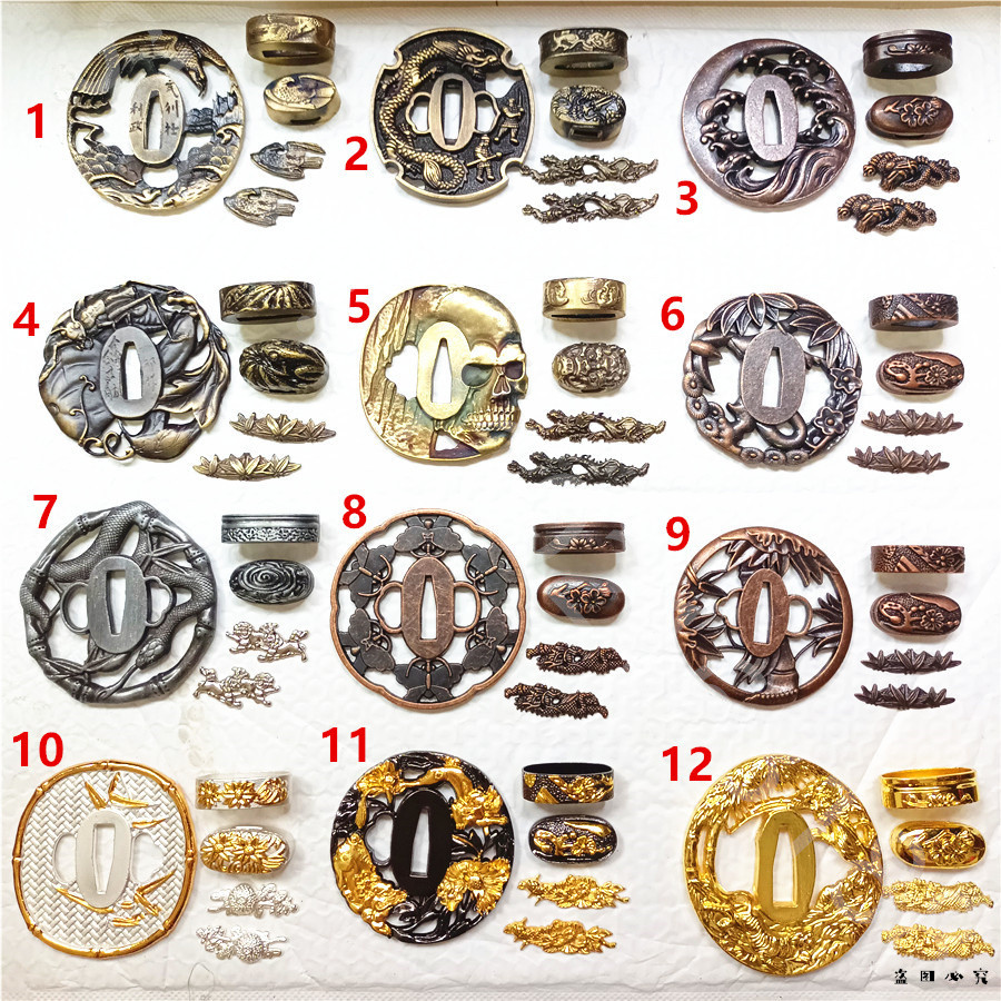 Exquisite Alloy Handguard Tsuba Guard Fuchi Menuki Kashira For Japanese Katana Samurai Sword