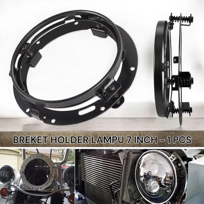 Breket Headlamp Holder 7 Inch Dudukan Lampu Depan 7 Inch Bulat Untuk Motor Atau Mobil Ukuran 7 Inch