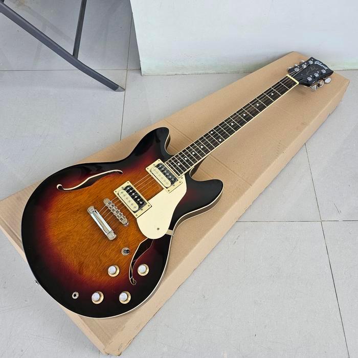 Gitar Gibson semi hollow body new sunbrust - sunbrust, packing biasa