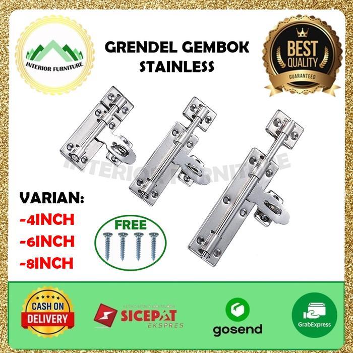 "New" Grendel gembok/ slot Pintu/ Slot Pintu Gembok/ Slot Jendela 4,6,8 inch