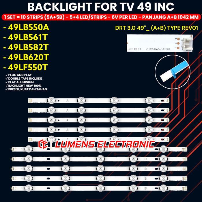 BACKLIGHT TV LED 49 INCH 49LB550 49LF550T 49LB561T 49LB582T 49LB620T 49LB551T 49LF550 49LB550A 49LB
