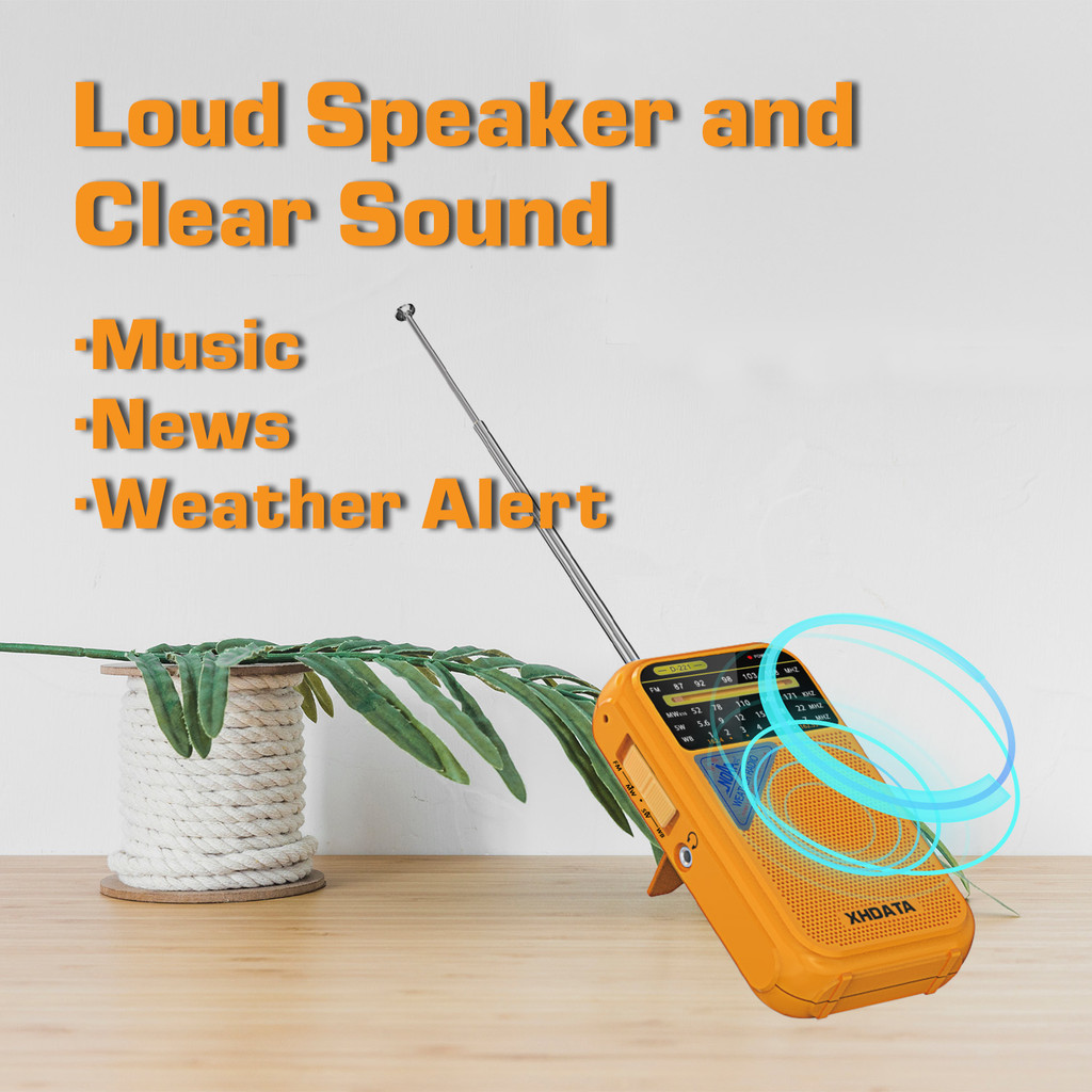XHDATA D221 Portable NOAA Weather Radio AM FM Shortwave Emergency Survival Pocket Radio with Strong