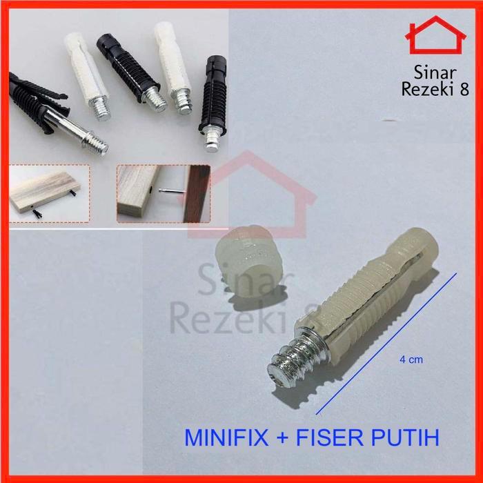 PROMO Minifix + Viser Putih / Baut Knock Down Skrup Casing Ambalan Melayang