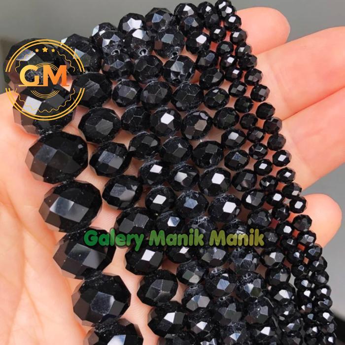 Manik Kristal Ceko Bapao Ceko Kristal Bapao Hitam Doff 4/6/8 mm
