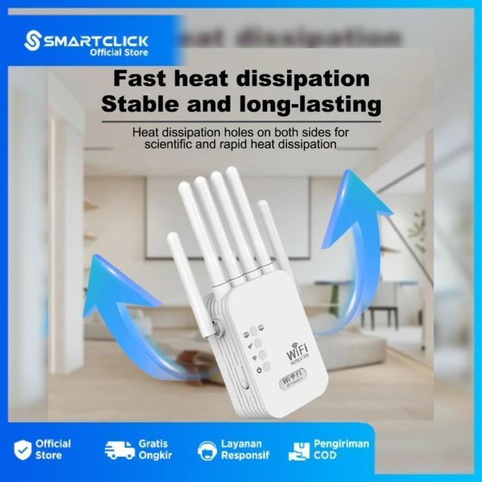 Wifi Repeater Wireless Extender Range 6 Antena 300 Mbps LAN Port Penguat Signal